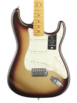 Fender American Ultra Stratocaster Maple Neck Mocha Burst with Case Body View